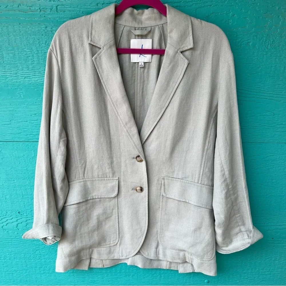 LINEN Madewell Breezewoven Larsen Blazer in Ashen Sage Green SIZE MEDIUM